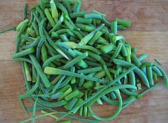 chopped garlic scapes for pesto sauce