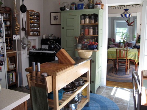 kitchen island with a chopping block