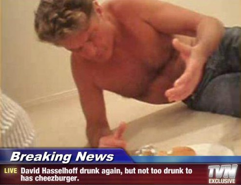 David Hasselhoff drunk again, cheeseburger