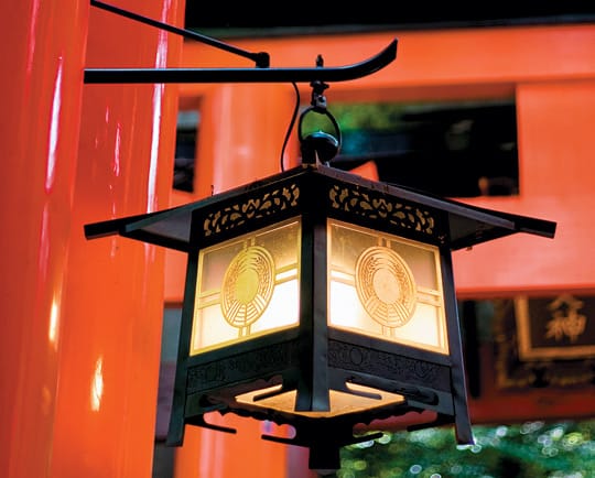 Lanterns and ornaments in the Japanese garden