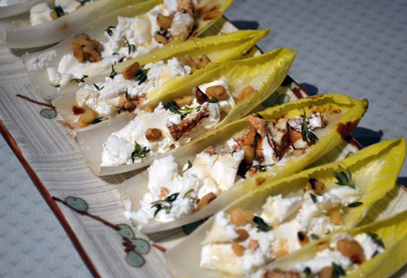 Endive Spears Stuffed with Goat Cheese, Walnuts, Thyme and Honey
