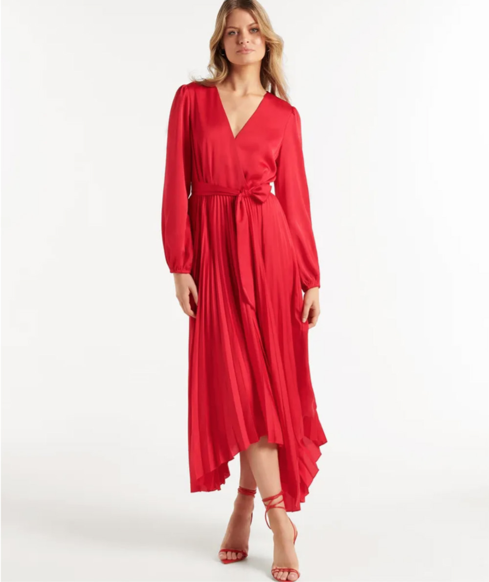 Ellery Pleated Wrap Midi Dress by Ever New