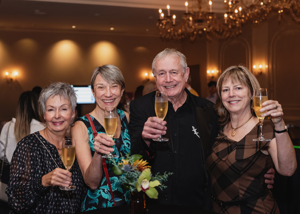 (LEFT TO RIGHT) Louise Turgeon, Business Advisor of Turgeon Business Consulting; Leona Kolla, President of LEADcoach Canada Inc.; Ken Gracie, Co-Founder of Gracie Waddell Fund; and gala attendee Christine Owen.