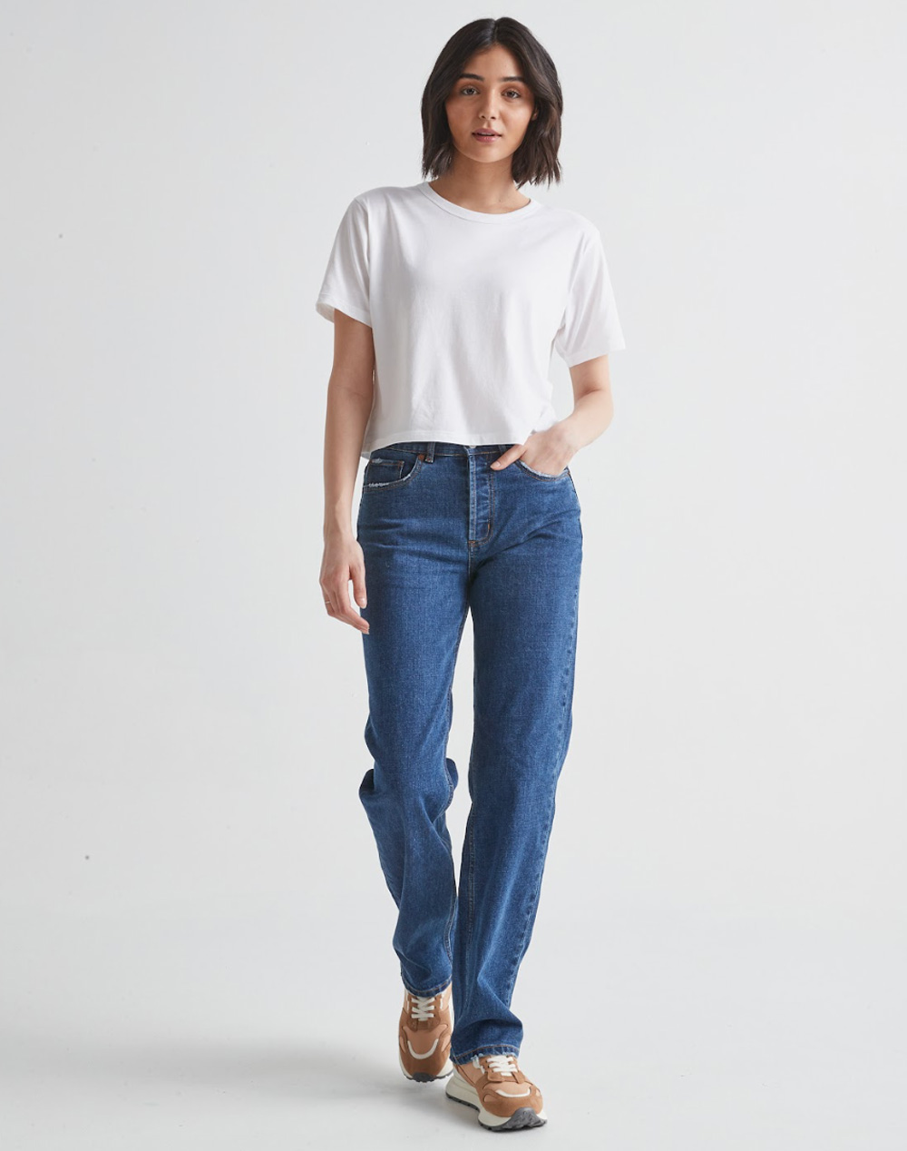 Midweight Denim Loose Straight Jeans by DUER