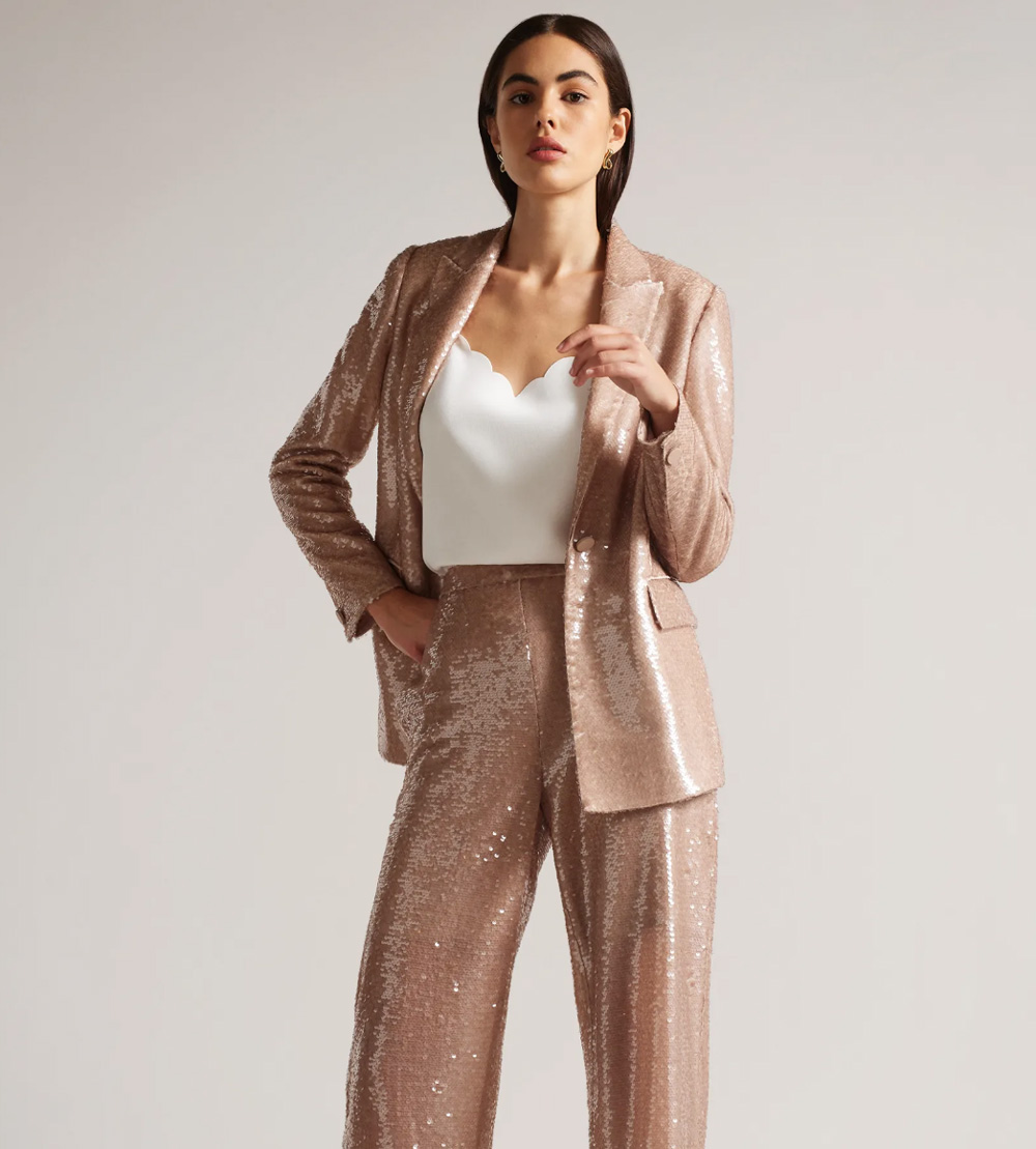 Millei Matte Sequin Relaxed Fit Blazer by Ted Baker