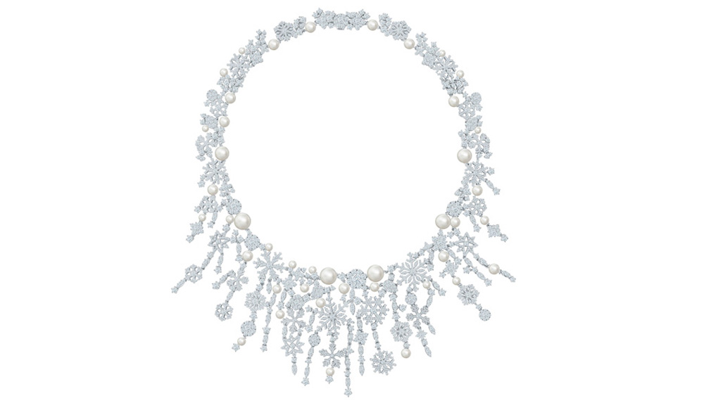 Snowflake Diamond and Akoya Pearl Necklace by Birks