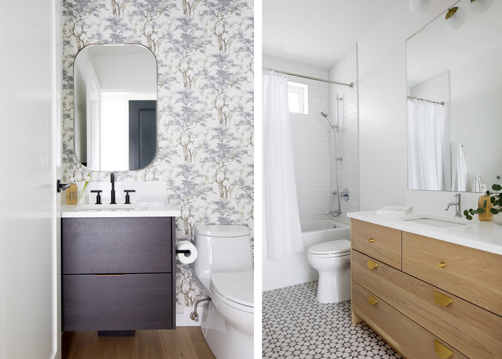 modern bathroom design with wallpaper